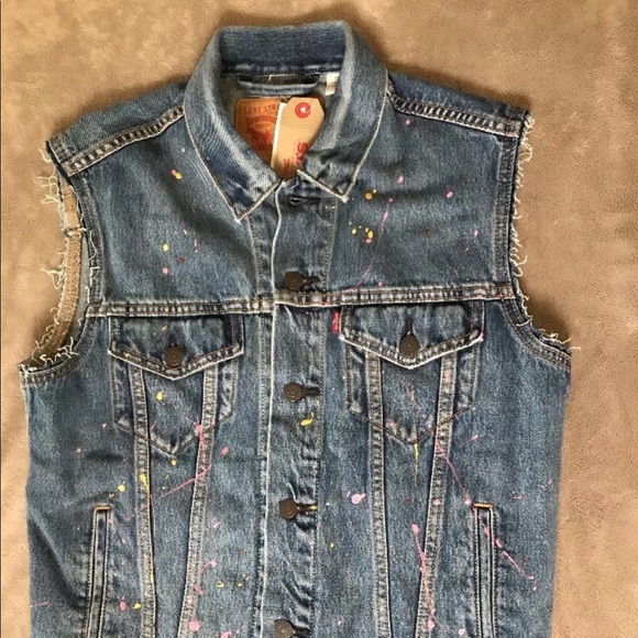 levi's denim trucker vest